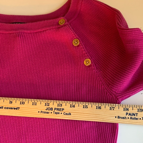 Women's 1X Lauren Ralph Lauren Pink Sweater with Button Detail - Picture 8 of 9